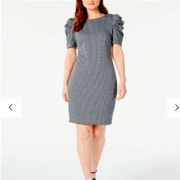Calvin Klein Dresses & Skirts - Calvin Klein Houndstooth Puff Sleeve Shift Dress